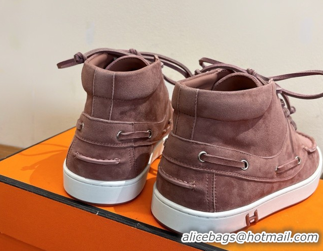 Sumptuous Hermes Suede High top Sneakers Powder Pink 2026 HS030401