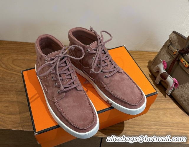 Sumptuous Hermes Suede High top Sneakers Powder Pink 2026 HS030401