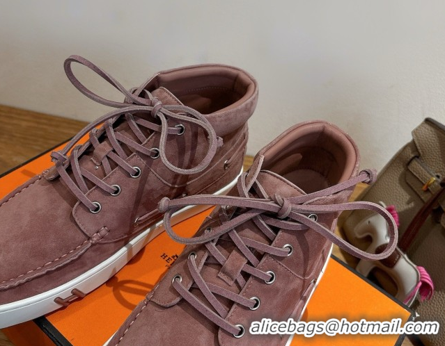 Sumptuous Hermes Suede High top Sneakers Powder Pink 2026 HS030401