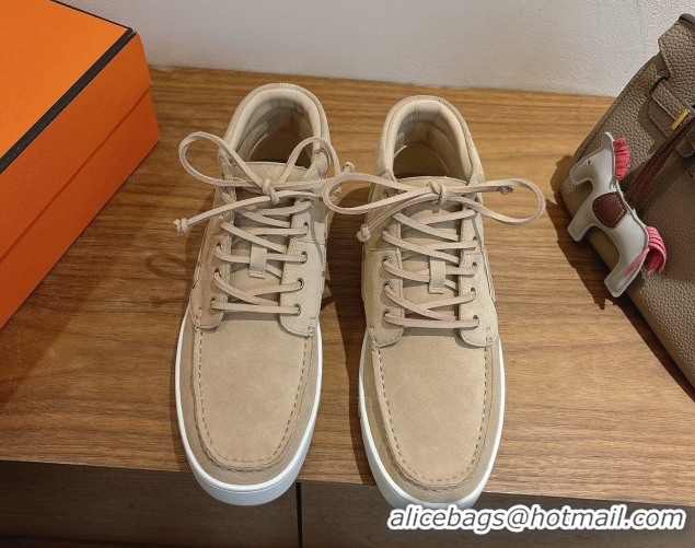 Most Popular Hermes Suede High top Sneakers Beige2 2026 HS030401