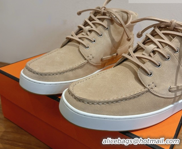 Most Popular Hermes Suede High top Sneakers Beige2 2026 HS030401