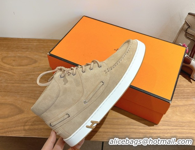 Most Popular Hermes Suede High top Sneakers Beige2 2026 HS030401