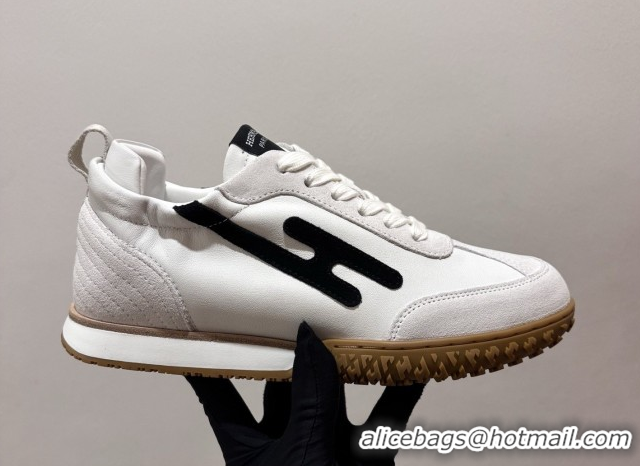 Durable Hermes Jet Sneakers in Leather & Suede White/Black 2026 6031601