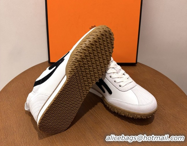 Durable Hermes Jet Sneakers in Leather & Suede White/Black 2026 6031601