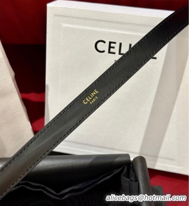 Discount Celine Crocodile Embossed Leather Belt 1.8cm with Triomphe Logo Buckle CE011001 Black 2025