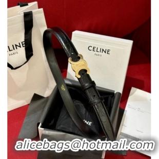 Good Quality Celine Crocodile Embossed Leather Belt 2.5cm with Triomphe Logo Buckle CE011001 Black 2025
