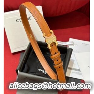 Top Quality Celine Embossed Leather Belt 2.5cm with Gold Triomphe Logo Buckle CE011002 Brown 2025