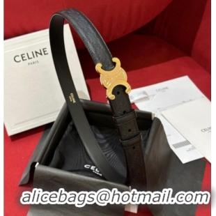 Shop Promotional Celine Embossed Leather Belt 2.5cm with Gold Triomphe Logo Buckle CE011002 Black 2025