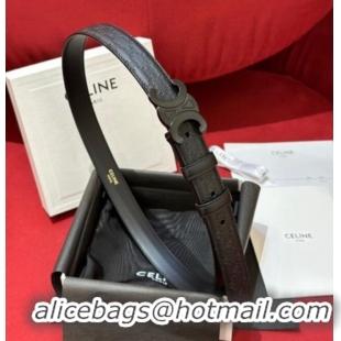 Super Quality Celine Embossed Leather Belt 2.5cm with Triomphe Logo Buckle CE011002 All Black 2025