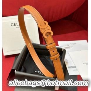Promotional Celine Embossed Leather Belt 2.5cm with Triomphe Logo Buckle CE011002 All Brown 2025