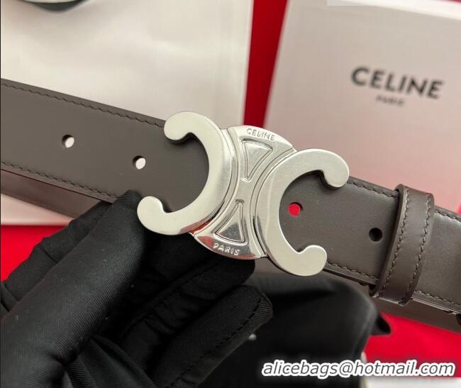 Buy Cheap Celine Calfskin Leather Belt 3cm with Triomphe Logo Buckle CE011003 Dark Brown 2025