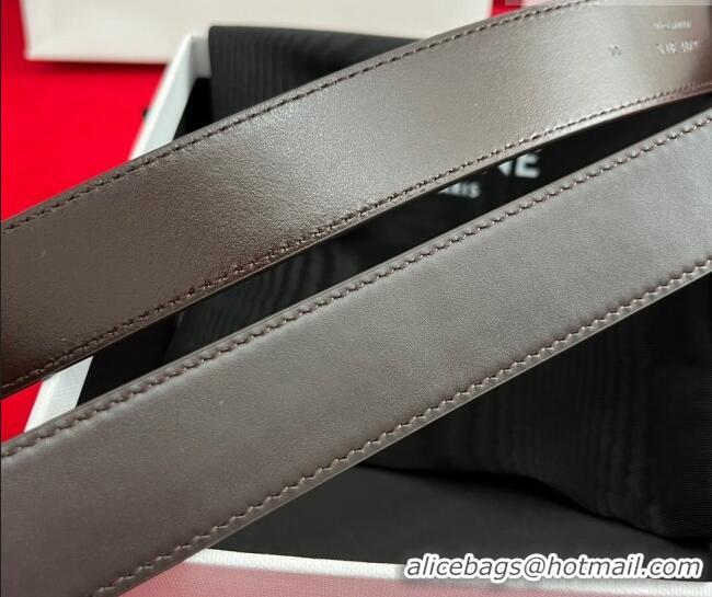 Buy Cheap Celine Calfskin Leather Belt 3cm with Triomphe Logo Buckle CE011003 Dark Brown 2025
