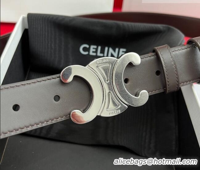 Buy Cheap Celine Calfskin Leather Belt 3cm with Triomphe Logo Buckle CE011003 Dark Brown 2025