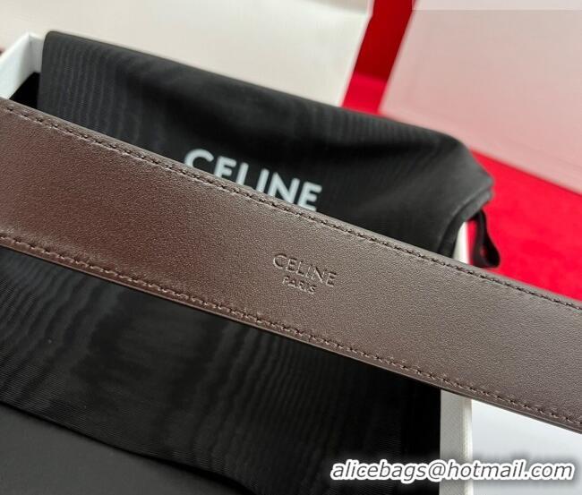Buy Cheap Celine Calfskin Leather Belt 3cm with Triomphe Logo Buckle CE011003 Dark Brown 2025