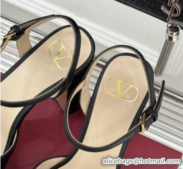Cheap Price Valentino VLOGO Signature Platform Pumps 11cm in Suede and Leather Black 0224025
