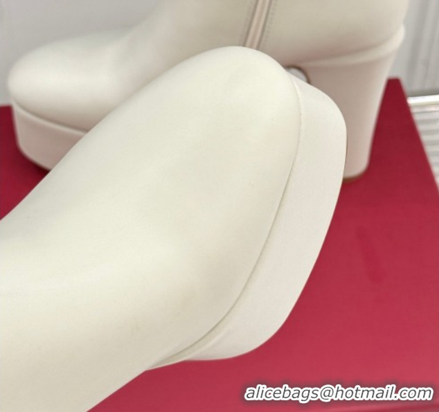 Good Looking Valentino VLOGO Signature Platform Ankle Boots 12.5cm in Calfskin Leather White 0224026