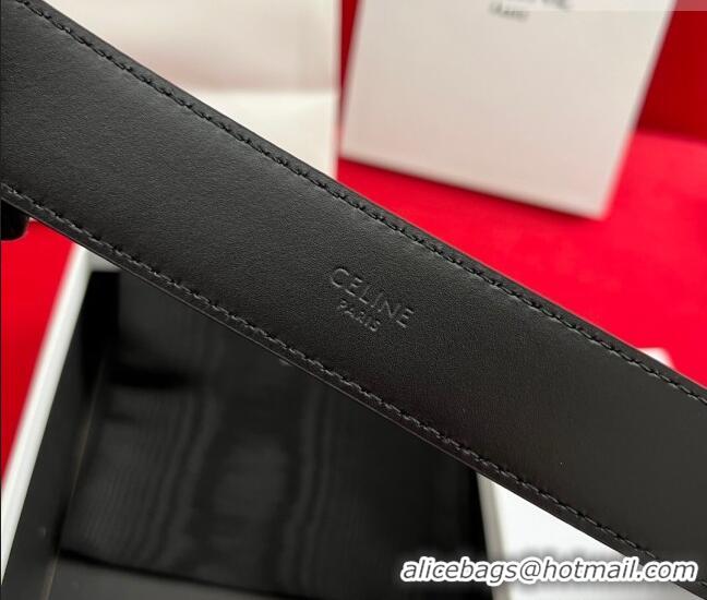 Promotional Celine Calfskin Leather Belt 3cm with Triomphe Logo Buckle CE011003 Black/Silver 2025