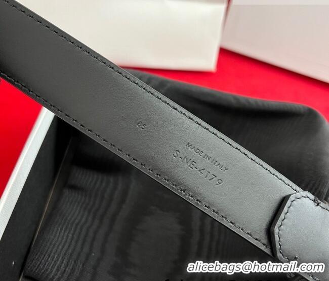 Promotional Celine Calfskin Leather Belt 3cm with Triomphe Logo Buckle CE011003 Black/Silver 2025