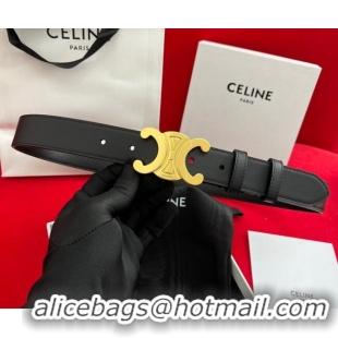 Discount Celine Calfskin Leather Belt 3cm with Triomphe Logo Buckle CE011003 Brown/Gold 2025