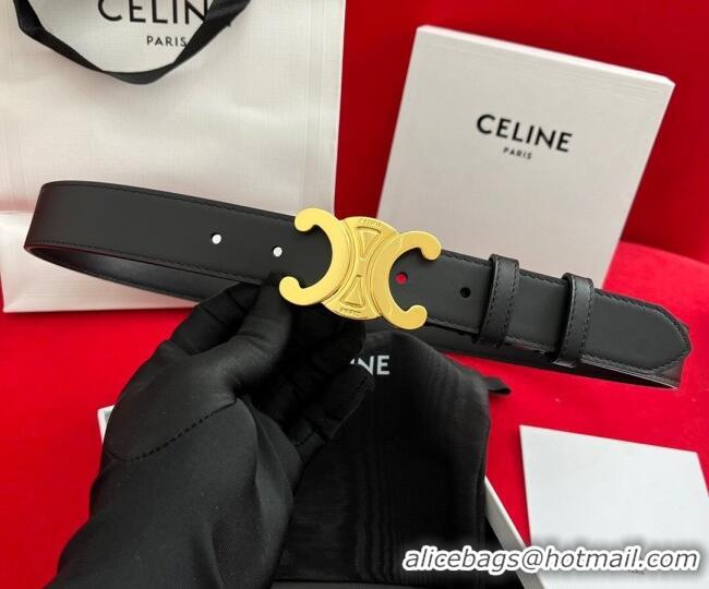 Discount Celine Calfskin Leather Belt 3cm with Triomphe Logo Buckle CE011003 Brown/Gold 2025