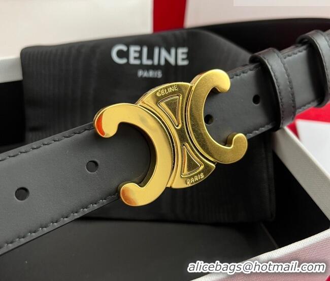 Discount Celine Calfskin Leather Belt 3cm with Triomphe Logo Buckle CE011003 Brown/Gold 2025