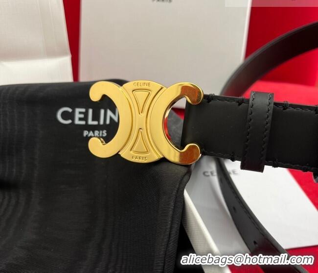 Discount Celine Calfskin Leather Belt 3cm with Triomphe Logo Buckle CE011003 Brown/Gold 2025