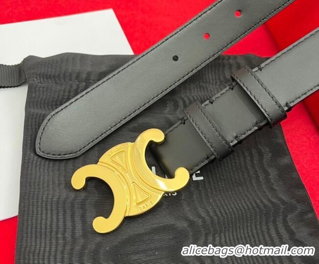 Discount Celine Calfskin Leather Belt 3cm with Triomphe Logo Buckle CE011003 Brown/Gold 2025