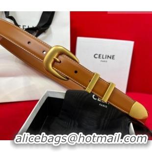 Promotional Celine Calfskin Leather Belt 3cm with Triomphe Logo Buckle CE011003 Black/Gold 2025