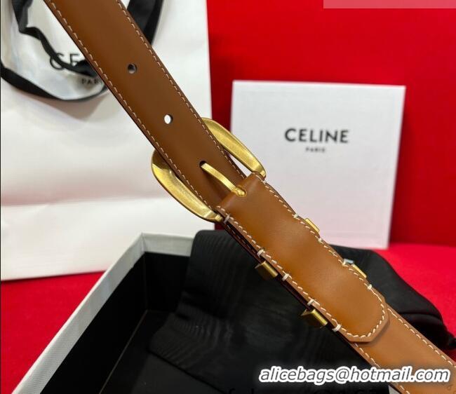 Promotional Celine Calfskin Leather Belt 3cm with Triomphe Logo Buckle CE011003 Black/Gold 2025
