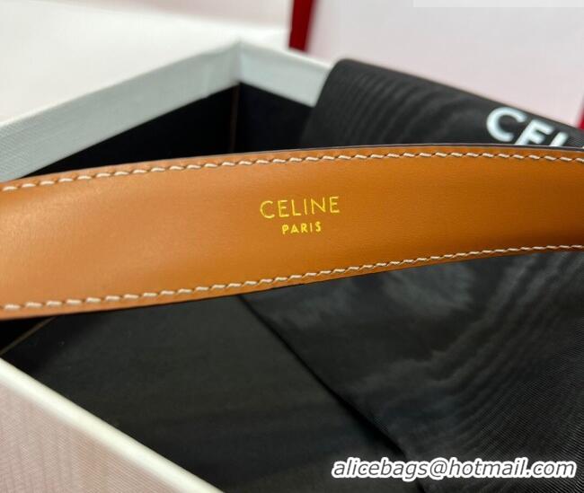 Promotional Celine Calfskin Leather Belt 3cm with Triomphe Logo Buckle CE011003 Black/Gold 2025