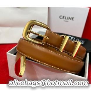 Shop Discount Celine Western Medium Leather Belt 2.5cm with Pin Buckle CE011004 Brown/Aged Gold 2025