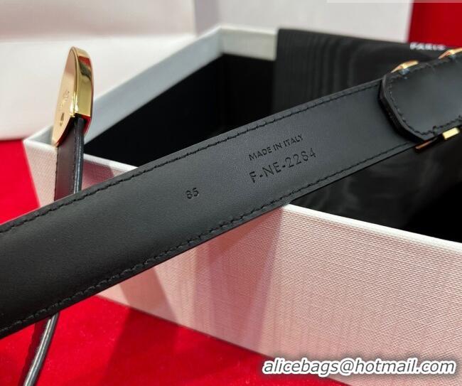 Discount Celine Western Medium Leather Belt 2.5cm with Pin Buckle CE011004 Black/Aged Gold 2025