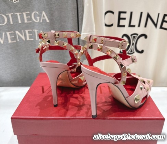 Top Design Valentino Studdy Pumps 9.5cm in Calfskin Leather Pink 0224033