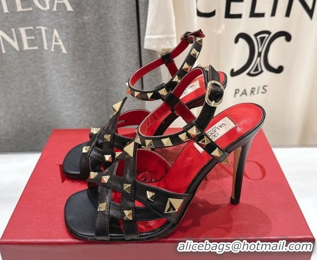 Best Price Valentino Studdy Heel Sandals 9.5cm in Calfskin Leather Black 0224039