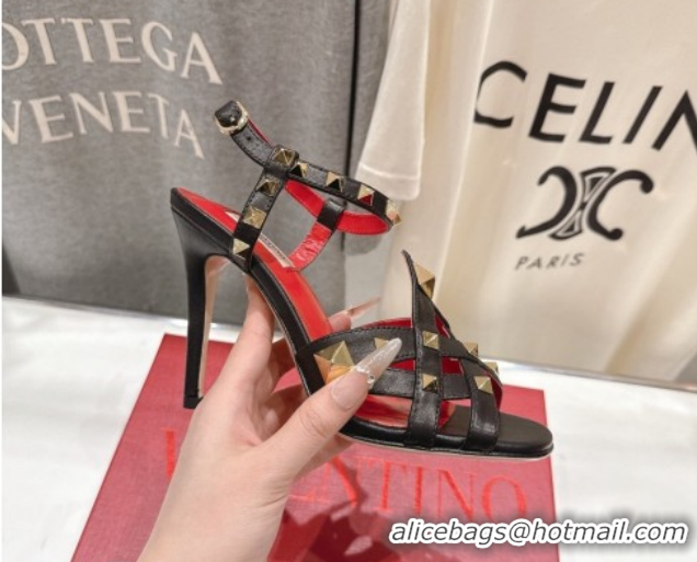 Best Price Valentino Studdy Heel Sandals 9.5cm in Calfskin Leather Black 0224039