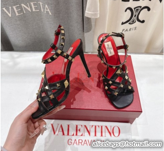 Best Price Valentino Studdy Heel Sandals 9.5cm in Calfskin Leather Black 0224039