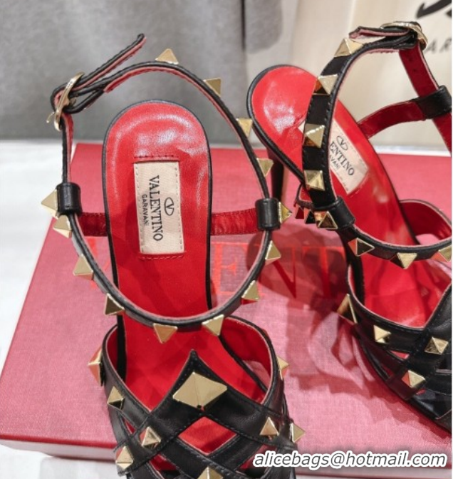 Best Price Valentino Studdy Heel Sandals 9.5cm in Calfskin Leather Black 0224039