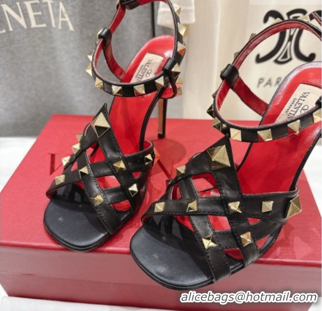 Best Price Valentino Studdy Heel Sandals 9.5cm in Calfskin Leather Black 0224039