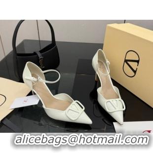 Best Product Valentino Vlogo Signature D'Orsay Pumps 8cm in Patent Leather White 0224052