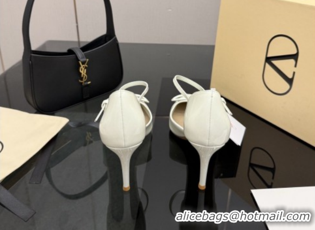 Best Product Valentino Vlogo Signature D'Orsay Pumps 8cm in Patent Leather White 0224052