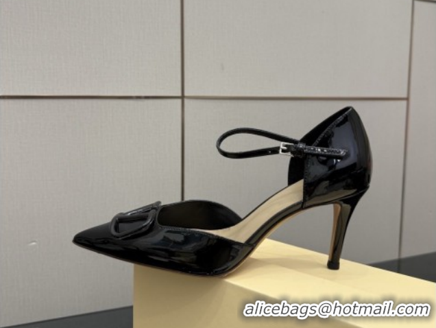 Shop Duplicate Valentino Vlogo Signature D'Orsay Pumps 8cm in Patent Leather Black 0224053