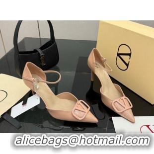 Luxury Discount Valentino Vlogo Signature D'Orsay Pumps 8cm in Patent Leather Pink 0224054