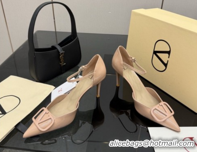 Luxury Discount Valentino Vlogo Signature D'Orsay Pumps 8cm in Patent Leather Pink 0224054