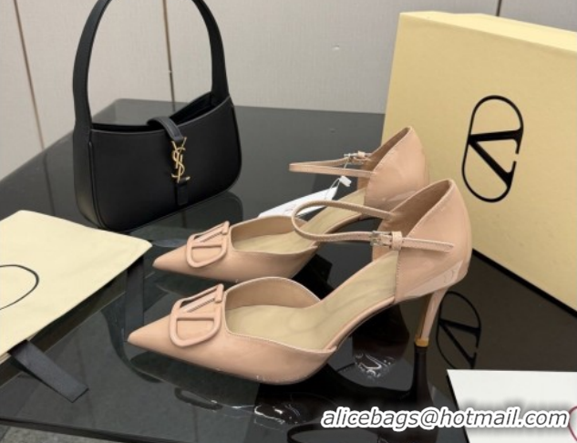 Luxury Discount Valentino Vlogo Signature D'Orsay Pumps 8cm in Patent Leather Pink 0224054
