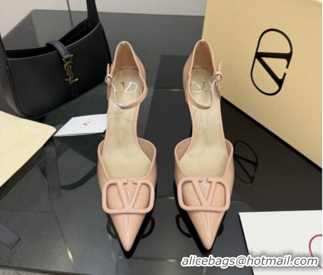 Luxury Discount Valentino Vlogo Signature D'Orsay Pumps 8cm in Patent Leather Pink 0224054