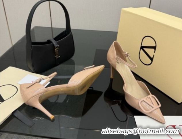 Luxury Discount Valentino Vlogo Signature D'Orsay Pumps 8cm in Patent Leather Pink 0224054
