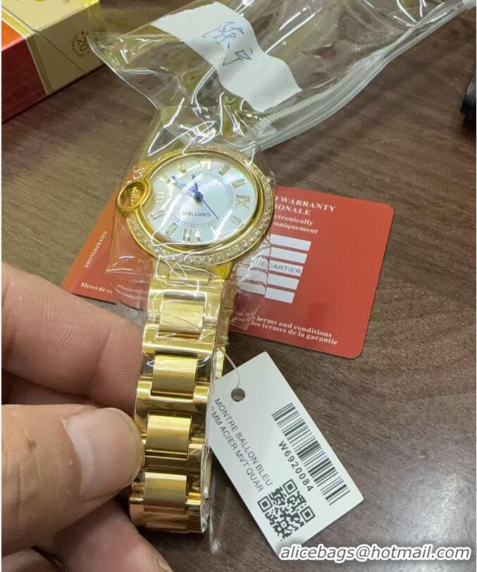 Luxury Cheap Cartier Swiss Quartz Mother-of-pearl 36mm Dial C56213 Gold