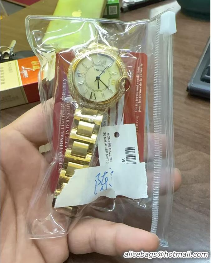 Luxury Cheap Cartier Swiss Quartz Mother-of-pearl 36mm Dial C56213 Gold