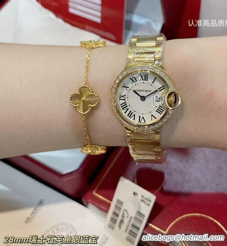 Shop Promotional Cartier Swiss Quartz Mother-of-pearl 28mm Dial C56213 Gold