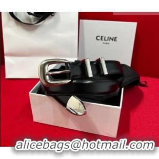 ​Best Price Celine Western Medium Leather Belt 2.5cm with Pin Buckle CE011004 Brown/Aged Silver 2025